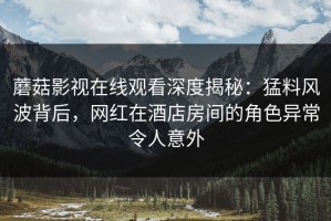 蘑菇影视在线观看深度揭秘：猛料风波背后，网红在酒店房间的角色异常令人意外