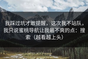 我踩过坑才敢提醒，这次我不站队，我只说蜜桃导航让我最不爽的点：搜索（越看越上头）