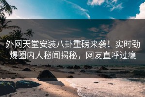 外网天堂安装八卦重磅来袭！实时劲爆圈内人秘闻揭秘，网友直呼过瘾