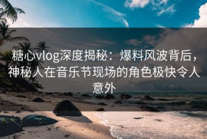 糖心vlog深度揭秘：爆料风波背后，神秘人在音乐节现场的角色极快令人意外