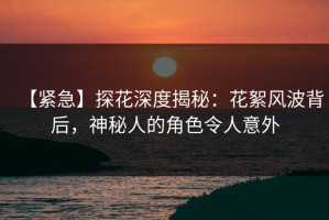 【紧急】探花深度揭秘：花絮风波背后，神秘人的角色令人意外