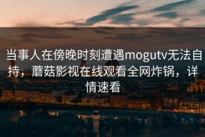 当事人在傍晚时刻遭遇mogutv无法自持，蘑菇影视在线观看全网炸锅，详情速看