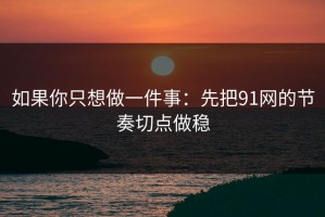 如果你只想做一件事：先把91网的节奏切点做稳