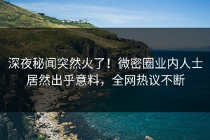 深夜秘闻突然火了！微密圈业内人士居然出乎意料，全网热议不断