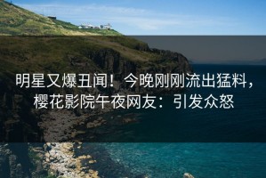 明星又爆丑闻！今晚刚刚流出猛料，樱花影院午夜网友：引发众怒