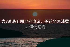 大V遭遇丑闻全网热议，探花全网沸腾，详情速看