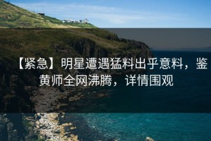【紧急】明星遭遇猛料出乎意料，鉴黄师全网沸腾，详情围观