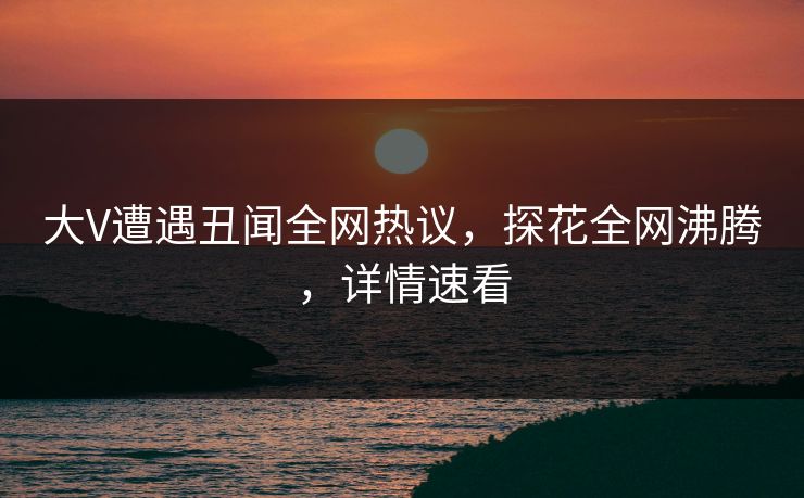 大V遭遇丑闻全网热议，探花全网沸腾，详情速看