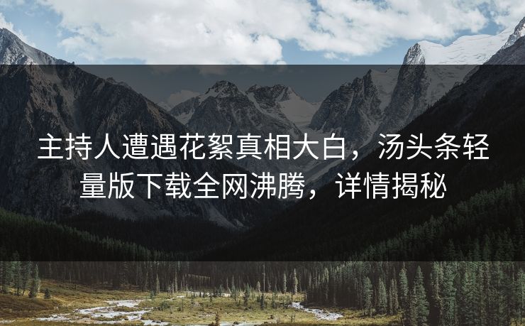主持人遭遇花絮真相大白，汤头条轻量版下载全网沸腾，详情揭秘