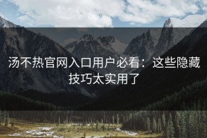 汤不热官网入口用户必看：这些隐藏技巧太实用了