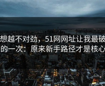 越想越不对劲，51网网址让我最破防的一次：原来新手路径才是核心