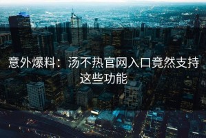 意外爆料：汤不热官网入口竟然支持这些功能