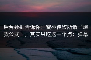 后台数据告诉你：蜜桃传媒所谓“爆款公式”，其实只吃这一个点：弹幕