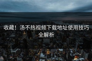 收藏！汤不热视频下载地址使用技巧全解析