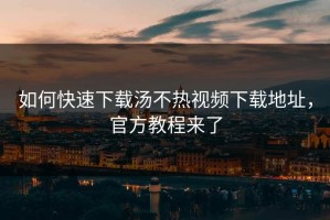 如何快速下载汤不热视频下载地址，官方教程来了