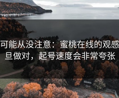 你可能从没注意：蜜桃在线的观感一旦做对，起号速度会非常夸张