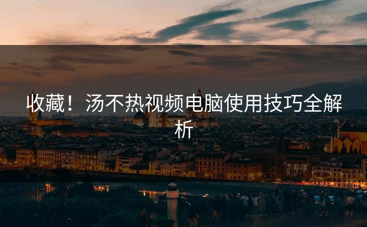 收藏！汤不热视频电脑使用技巧全解析