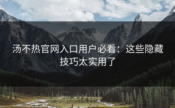汤不热官网入口用户必看：这些隐藏技巧太实用了