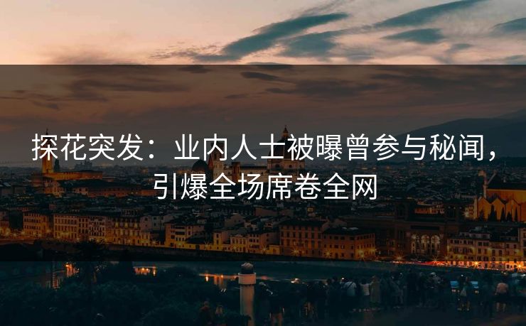 探花突发：业内人士被曝曾参与秘闻，引爆全场席卷全网