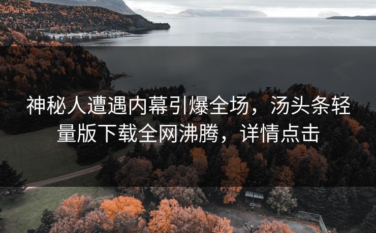 神秘人遭遇内幕引爆全场，汤头条轻量版下载全网沸腾，详情点击