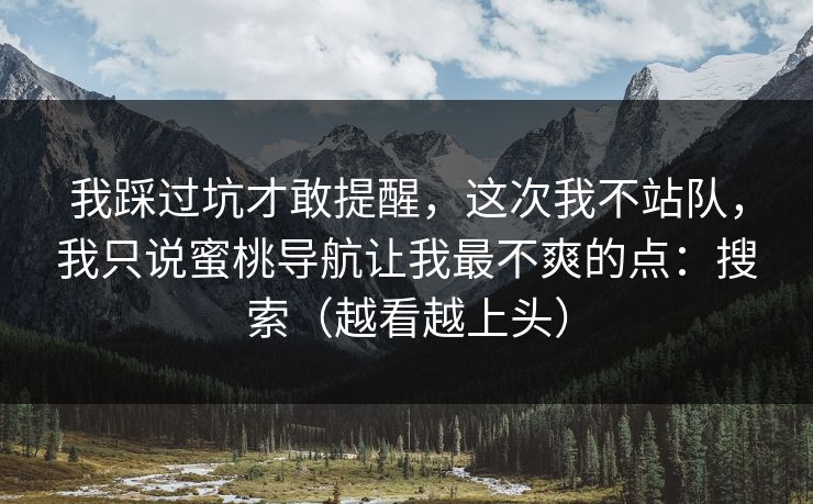 我踩过坑才敢提醒，这次我不站队，我只说蜜桃导航让我最不爽的点：搜索（越看越上头）