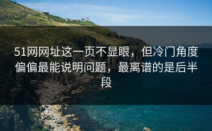 51网网址这一页不显眼，但冷门角度偏偏最能说明问题，最离谱的是后半段